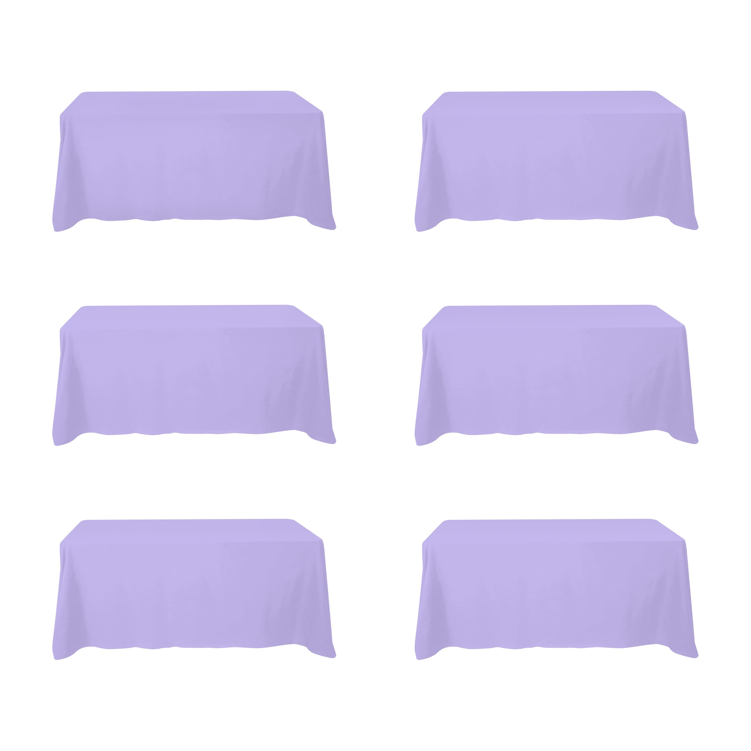 BRILLMAX 6 Pack Lavender Tablecloths 90x132 Inch for 6ft Rectangle Tables