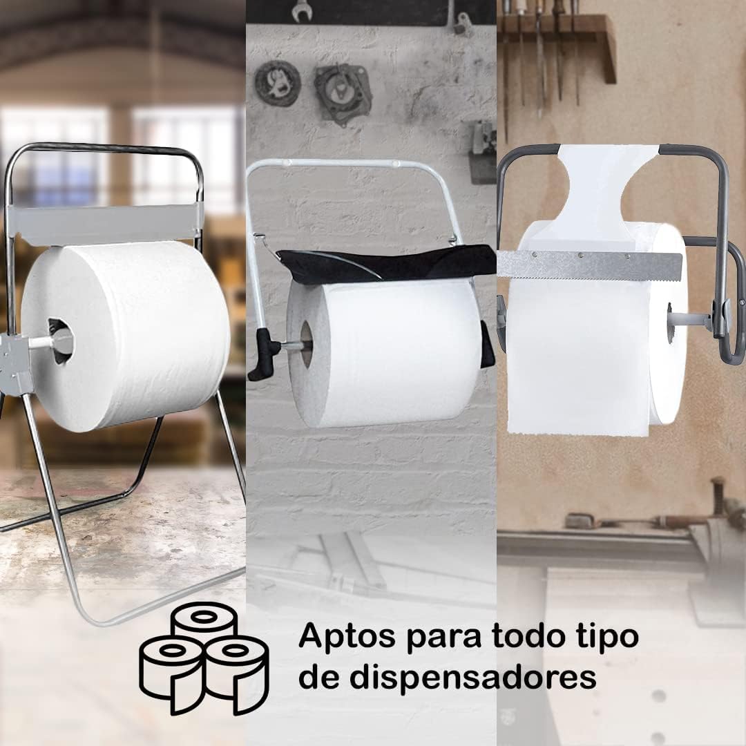 ★2 Bobinas 800 mts de Papel Industrial Mecánico de Pasta de Celulosa Blanca Virgen 2 capas Acabado Gofrado Cosido Gran Absorción por su Celdeado Especial Máximo Volumen de Absorción por cm2.