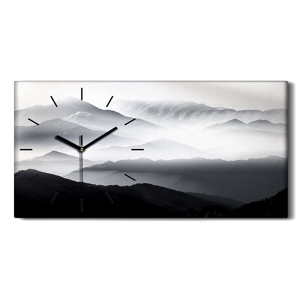 Horloge sur Toile Art de Brouillard de Montagnes pour Chambre Zen