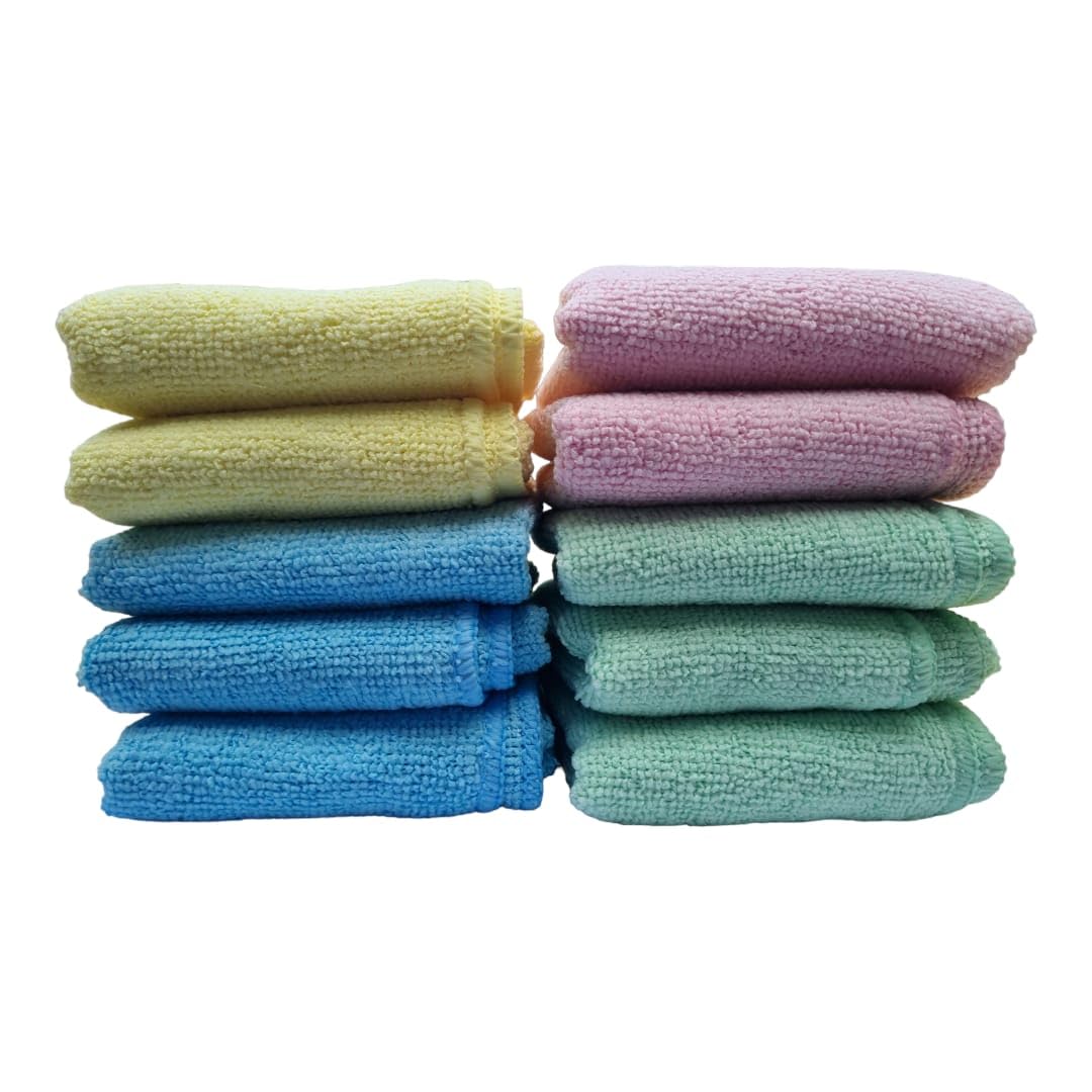 WAMM Microfiber Cleaning Cloths | 40 x 40 cm | Pack of 10 | Dusters Car Bathroom Polish Towels | Durable | Absorbent (10, 40 x 40)