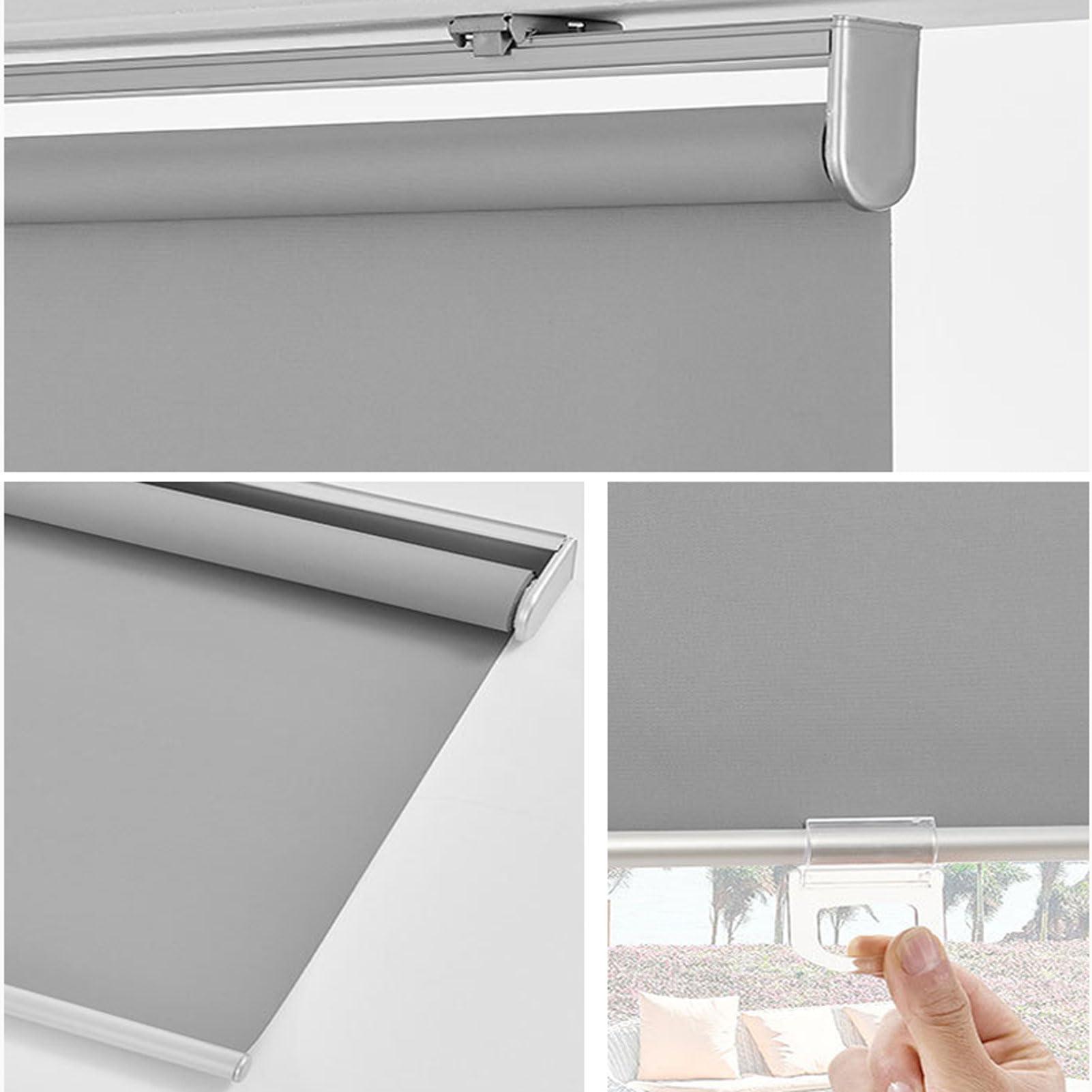 Estor Enrollable Interior, Estor Opaco Sin Cuerda, con Sistema de Parada Automática, Aislamiento Térmico y Bloqueo de Luz, Instalación en Pared o Techo (Beige W100xH100cm)