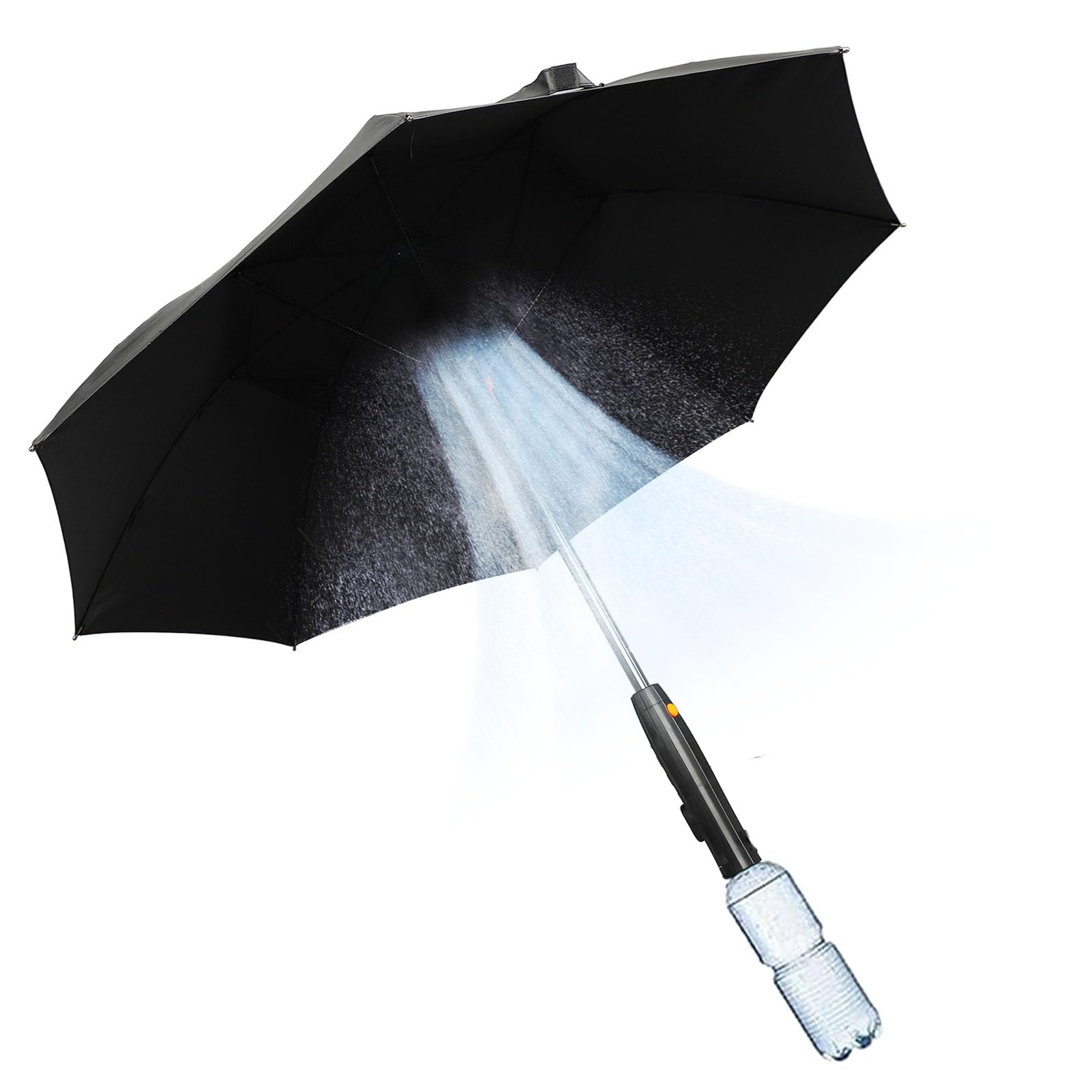 Parasol Przeciwsłoneczny Blokujący Promieniowanie UV z Wentylatorem i Spryskiwaczem 3-calowy Przenośny Parasol Zewnętrzny na Letnie Podróże Plaża Kemping Lekki 8 żeber Niebieski