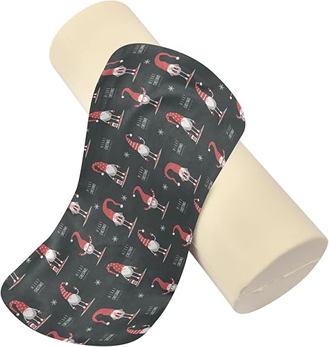 Miniatura 2 de Christmas Scandinavian Gnomes Black Bolster Pillow for Legs Firm Bedding Neck Roll Pillow Decorative Round Pillow Covers Massage Table