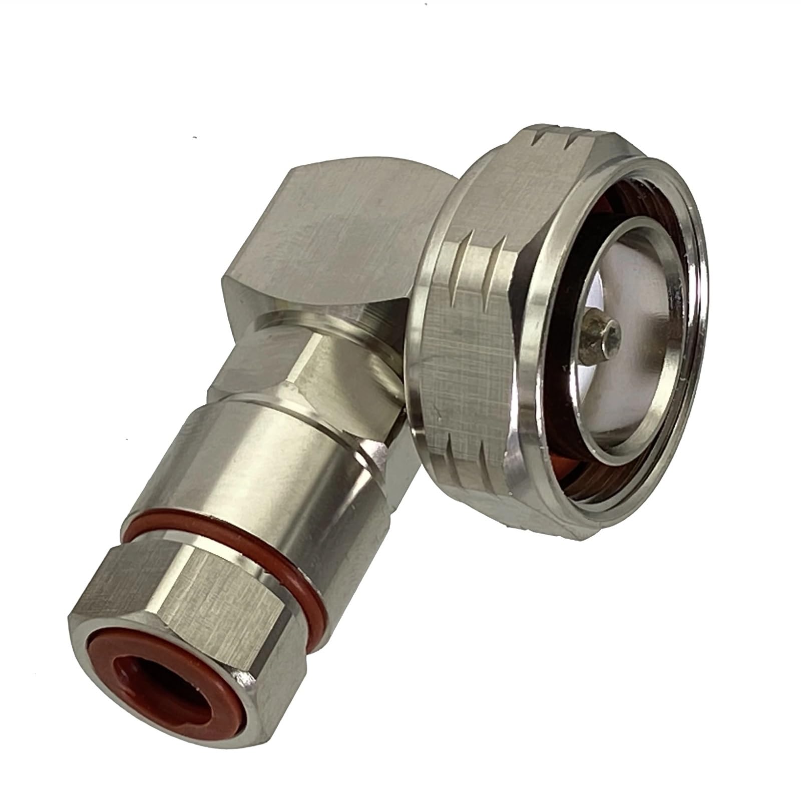 Adaptador 7/16 L29 DIN en ángulo recto de latón resistente para cable de 1/2"