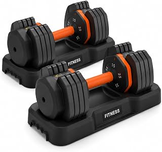 Verstellbare Hanteln, Einzelhantel 6,8–24,9 kg (15–55 lb), 5 Gewichtsstufen, Adjustable Dumbbell mit Aufbewahrungsständer, platzsparend, rutschfester Griff, für Home Gym & Krafttraining zuhause