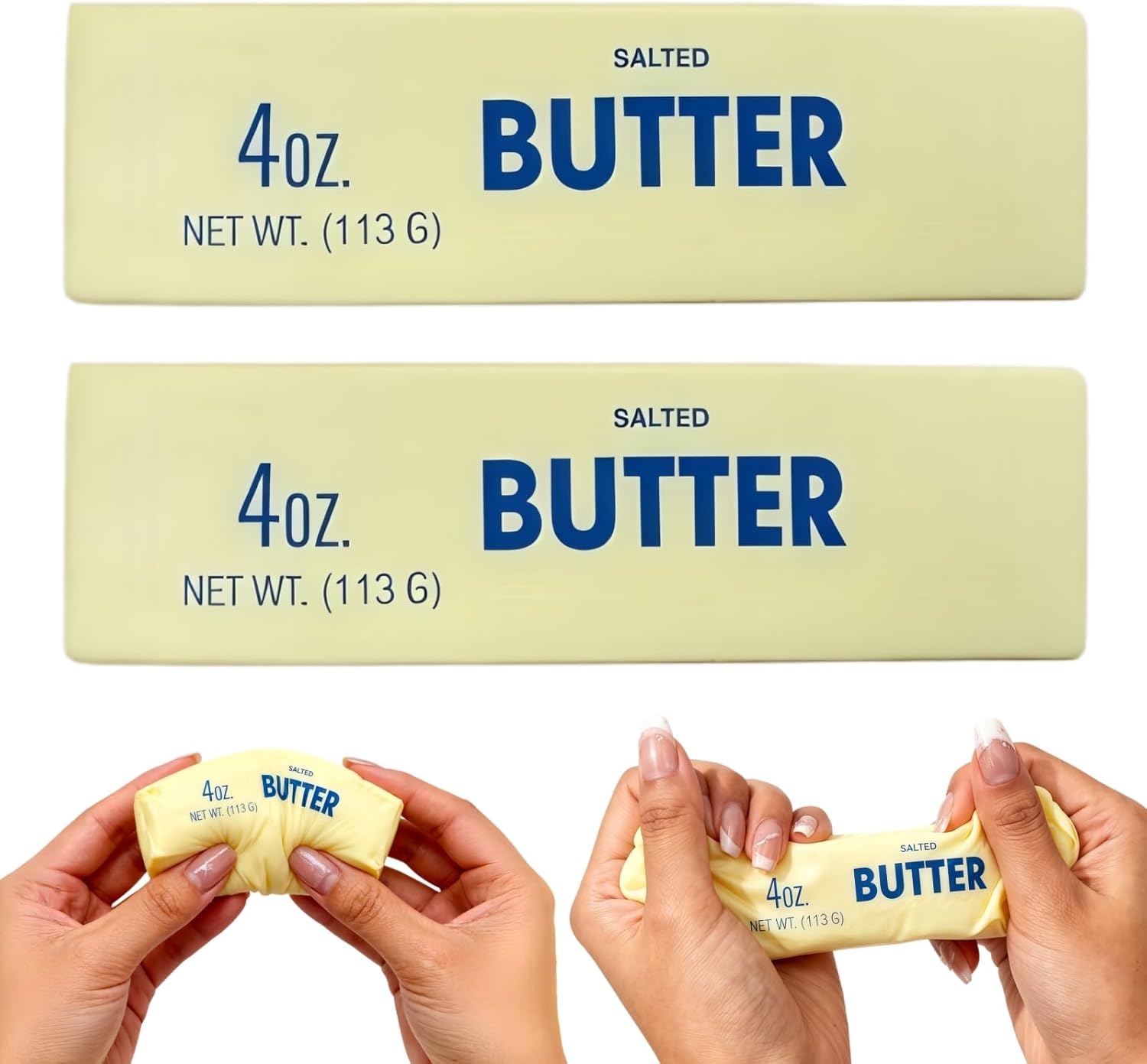 Slow Rising Squishy Butter Stick, 2026 New Butter Squeeze Stress Balls - Realistic Cheese Squishy Toy, Fun Squishy Ornament for Desk, Soft Foam Sensory Toys for Stress Relief, Anxiety Relief (2pcs)
