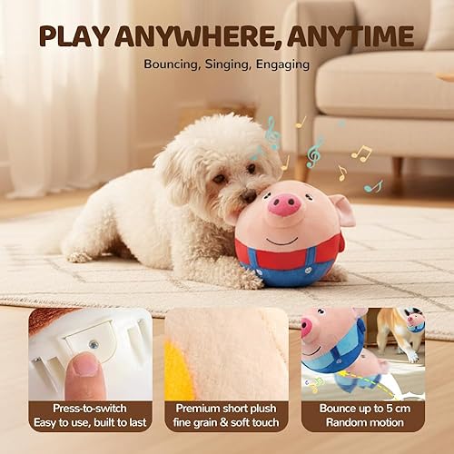Miniatura 4 de Juguetes interactivos para perros, pelota chirriante activa para perros con sonido parlante, juguete de peluche lavable recargable (2 unidades)