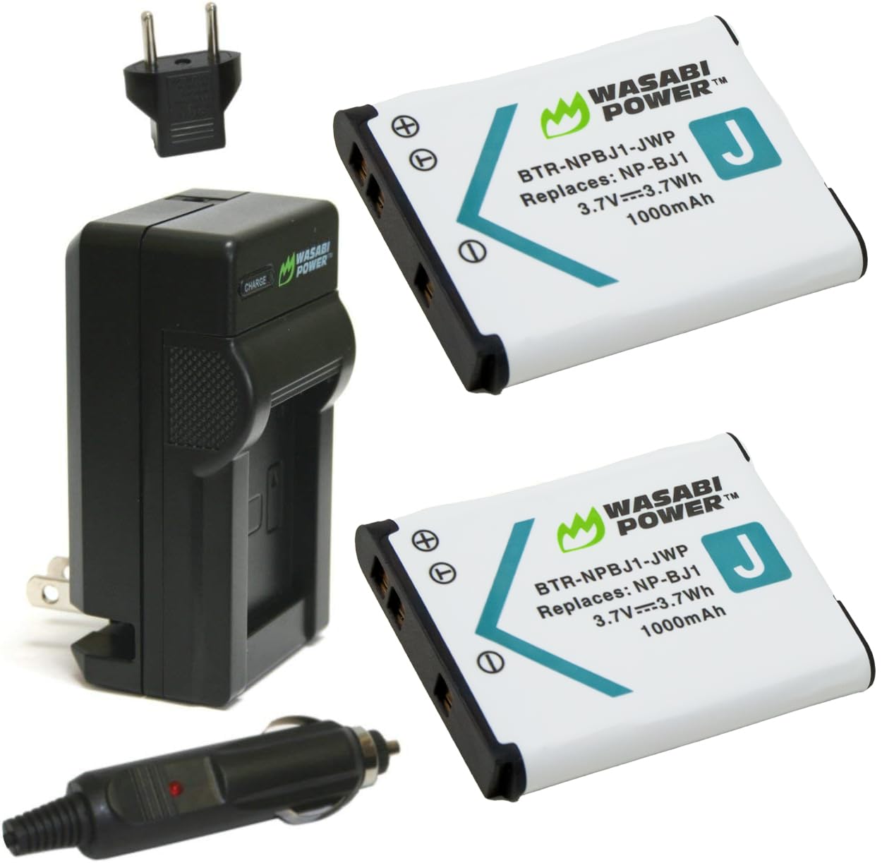 Wasabi Power NP-BJ1 Battery (2-Pack) and Charger for Sony DSC-RX0, and DSC-RX0M2 (RX0 II)