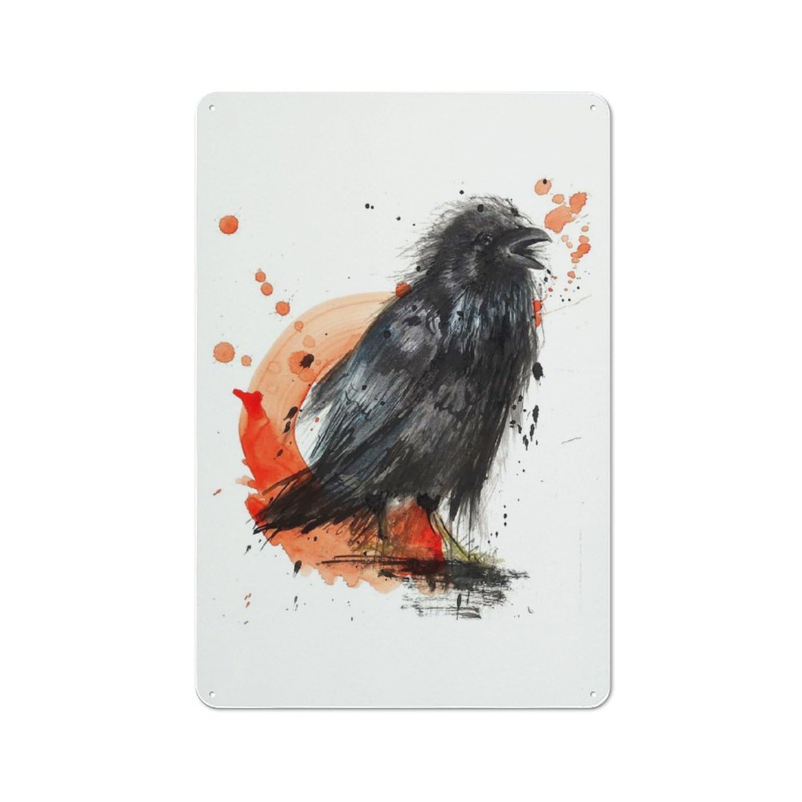 Vintage Crow Decorative Metal Plaque 30x20cm, Garden Room Wall Plaque for Shed, Garden Room, Porch Or Garage