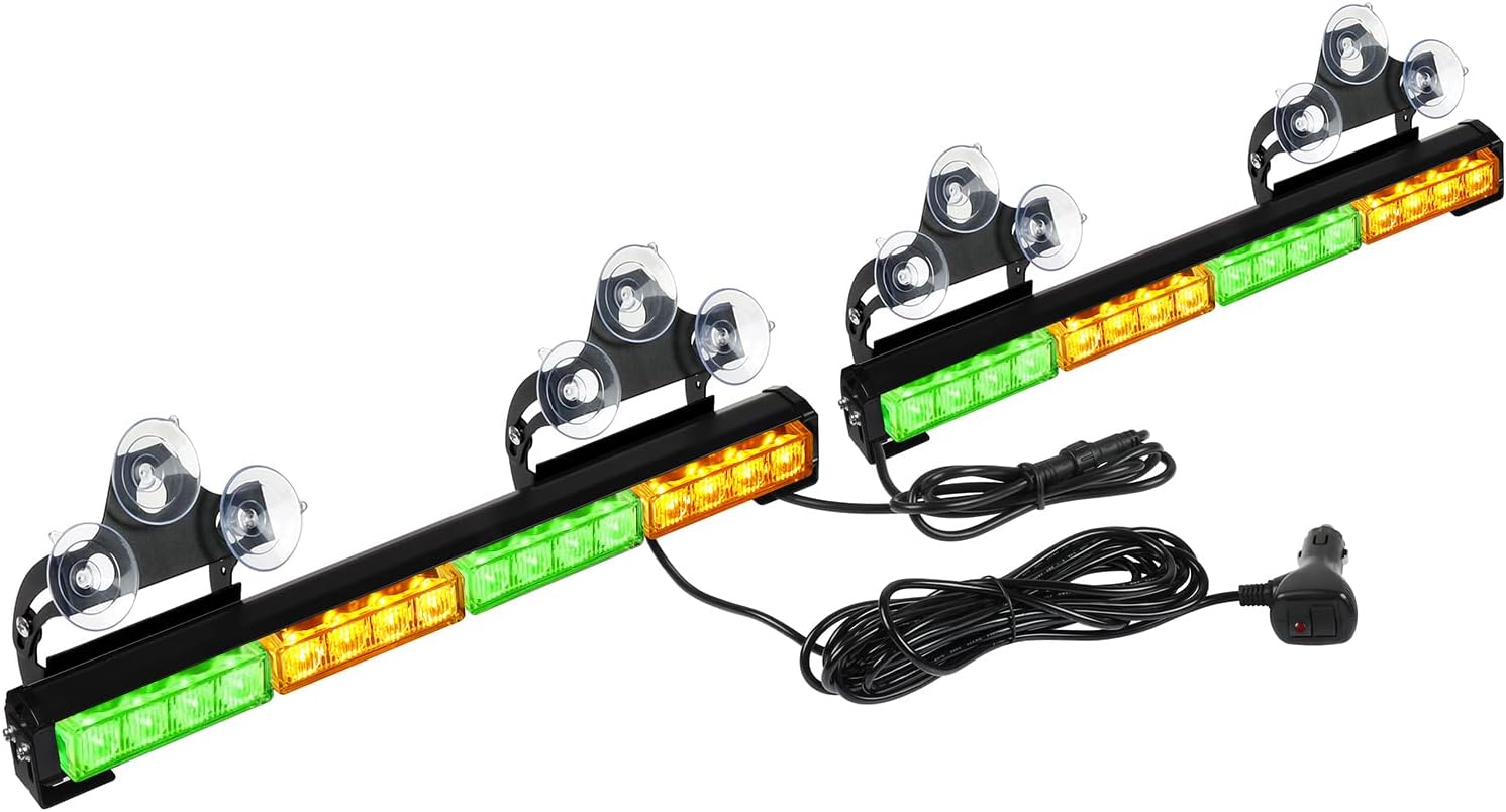 ASPL 2x16.8 inch Emergency Flashing LED Traffic Advisor Strobe Light Bar 32LED 26 Flash Patterns Interior Safety Warning Lights (Amber/White) : Automotive