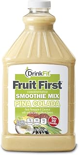 DrinkFit Fruit Smoothie Mix Pina Colada | Real Fruit Puree, Low Sugar, Gluten Free & Non-GMO | Makes 32 Smoothies, 64 Fl Oz
