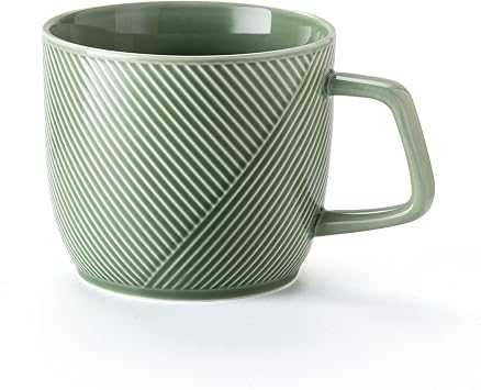 Extra Large Ceramic Coffee Mug, Microwave Safe 32 oz, Green | Oversized Soup Bowl with Handle for Cereal Tea Ice Cream - Porcelain Giant Cup