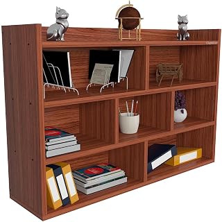 Captiver Coo Engineering Wood Free Standing Bookshelf Open Kids Toys Racks Space Saving Shelf (Tier 8) Home Office Library Study Living Room Kitchen Storage Organizer (Classic Walnut)