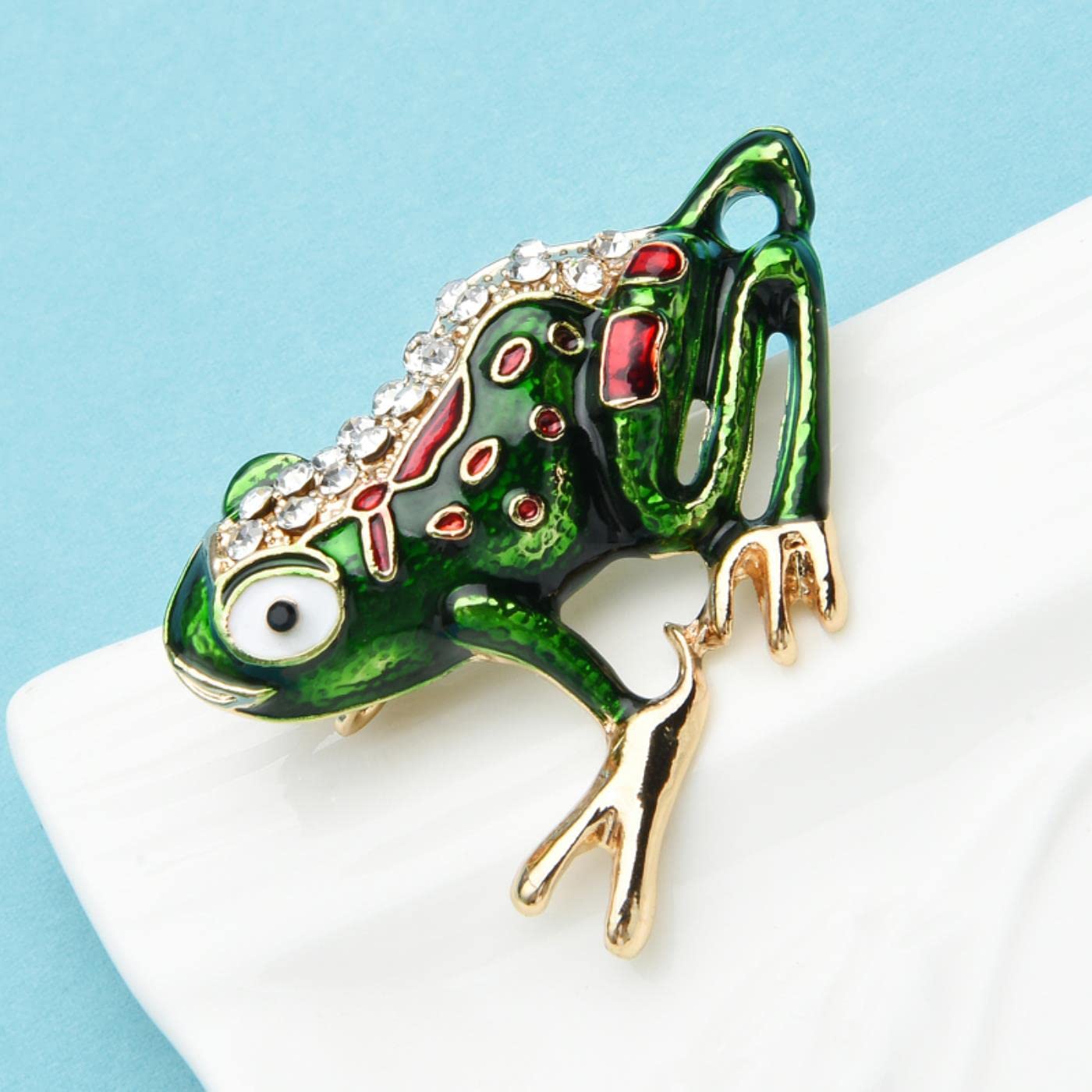 Spilla Grande Rana Multicolore Con Strass Scintillanti – Lusso E Tendenza – Regalo Per Ogni Occasione