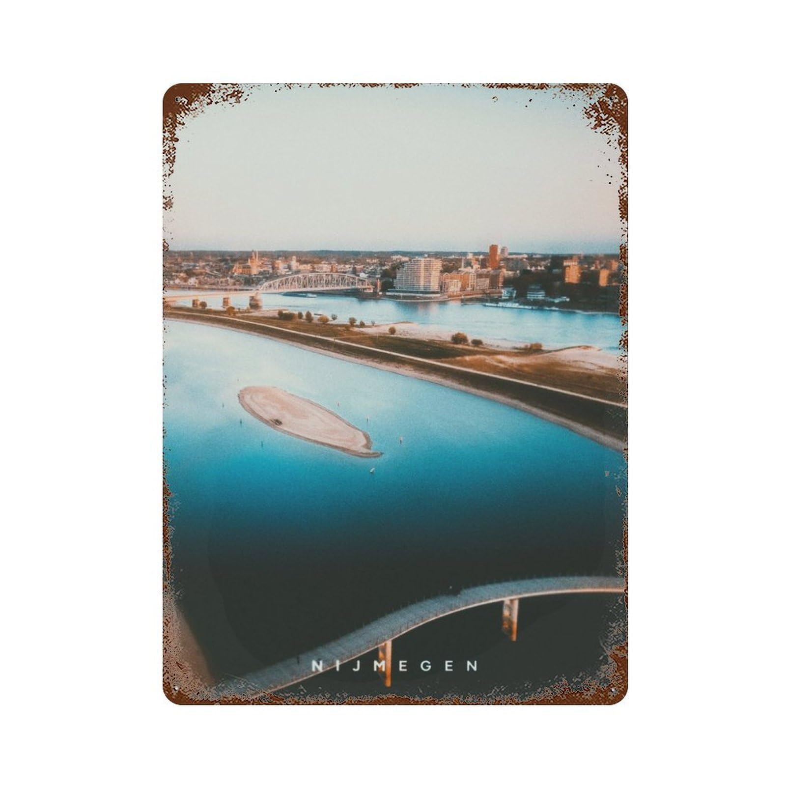 Nijmegen Rusty Metal Tin Sign 15.7"x11.8", Industrial Home Decor for Garage, Pub Or Kitchen