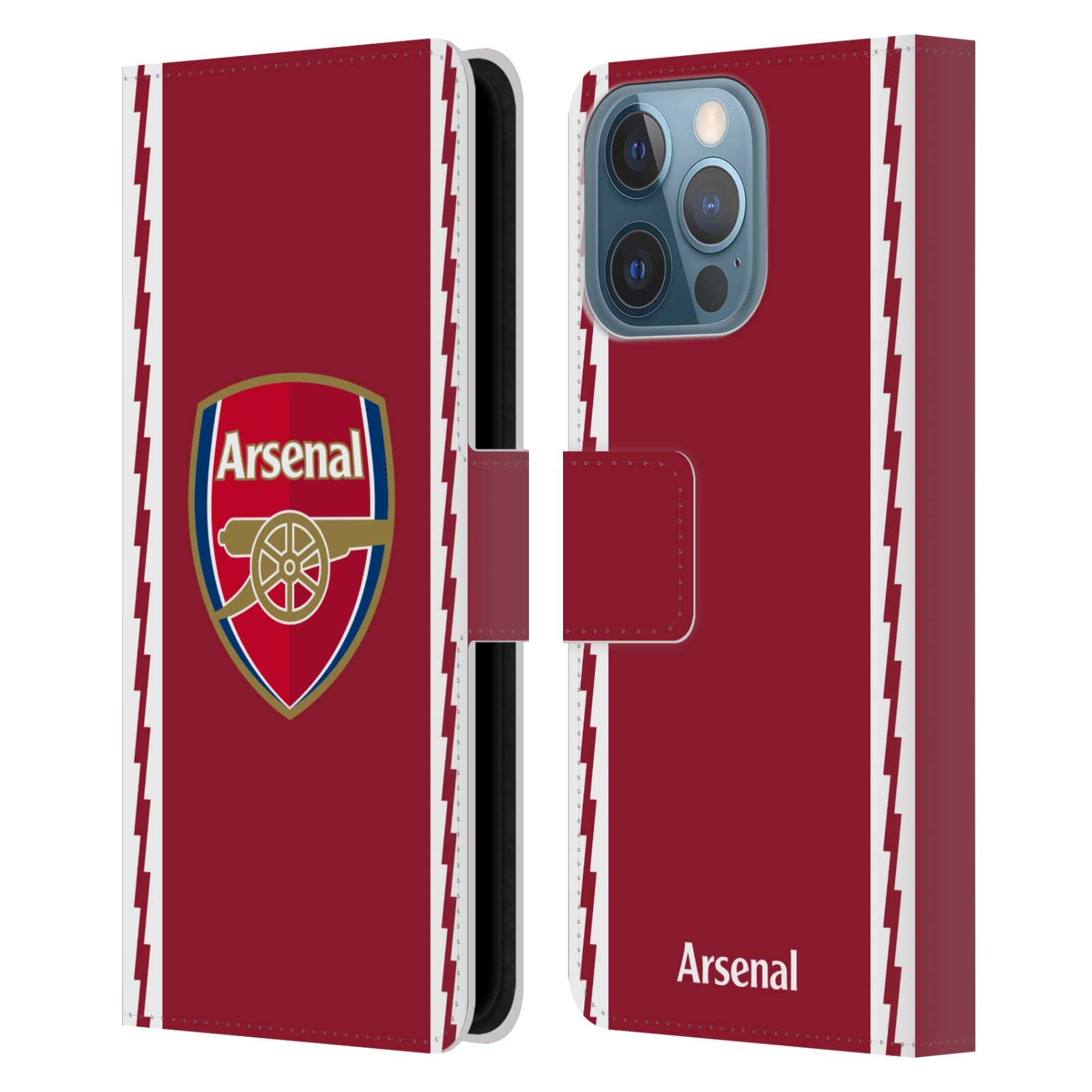Head Case Designs Officially Licensed Arsenal FC Home 2022/23 Crest Kit Leather Wallet Case Compatible With Apple iPhone 13 Pro