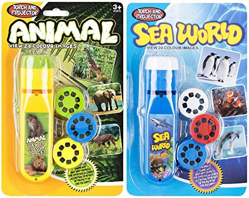 Georgie Porgy Children Projector Toys Educational Science Set Wall Ceiling Tent Torch (Wild Animal + Sea World)