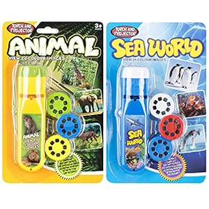 Georgie Porgy Torcia e Proiettore Bambini Proiettore Giocattoli per Parete Soffitto Tenda Educativo Scienza Impostato (Animale + Sea World)