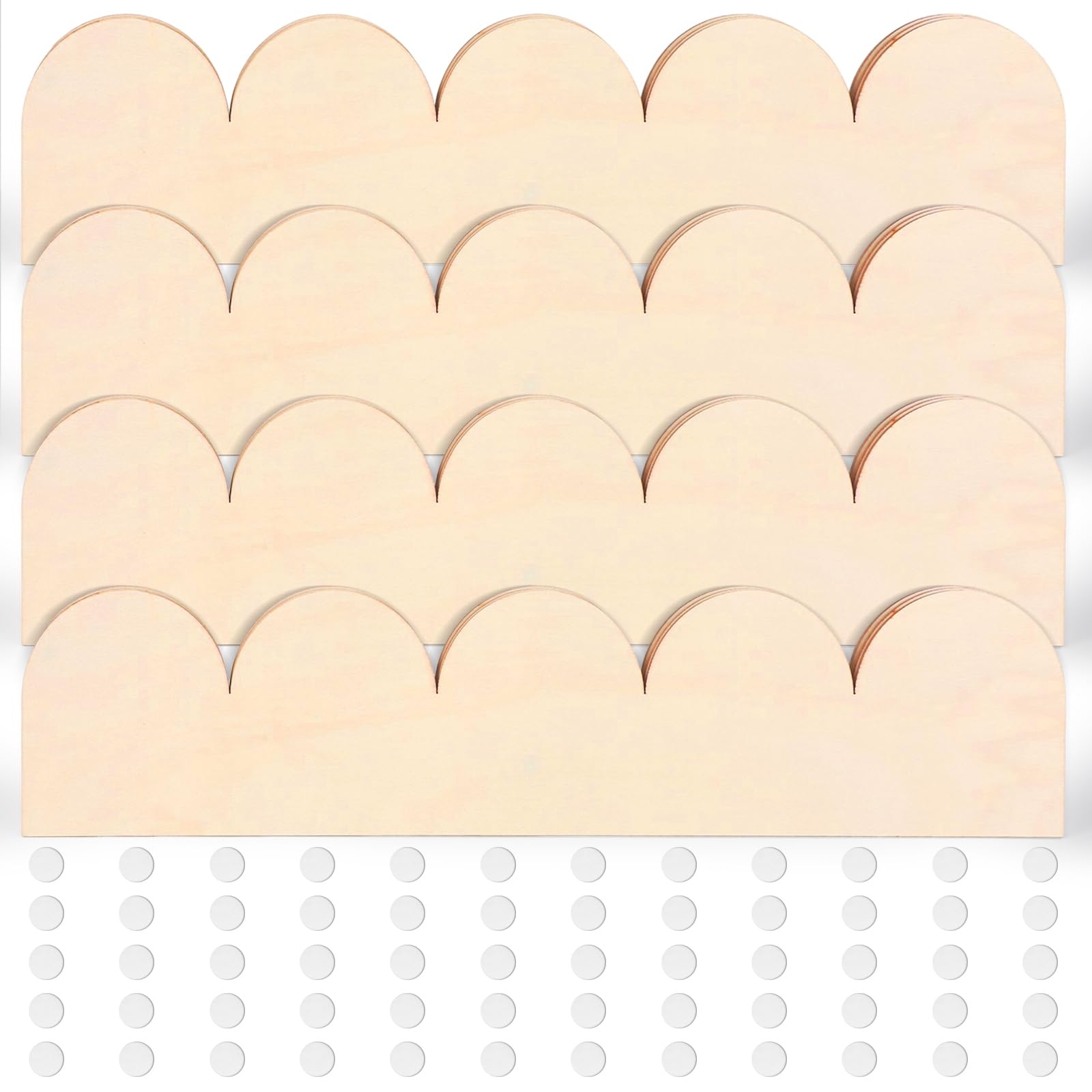 Btstil 12 Pack Unfinished Scalloped Decorative Wood Trim, Scalloped Edge Decorative Wood Molding