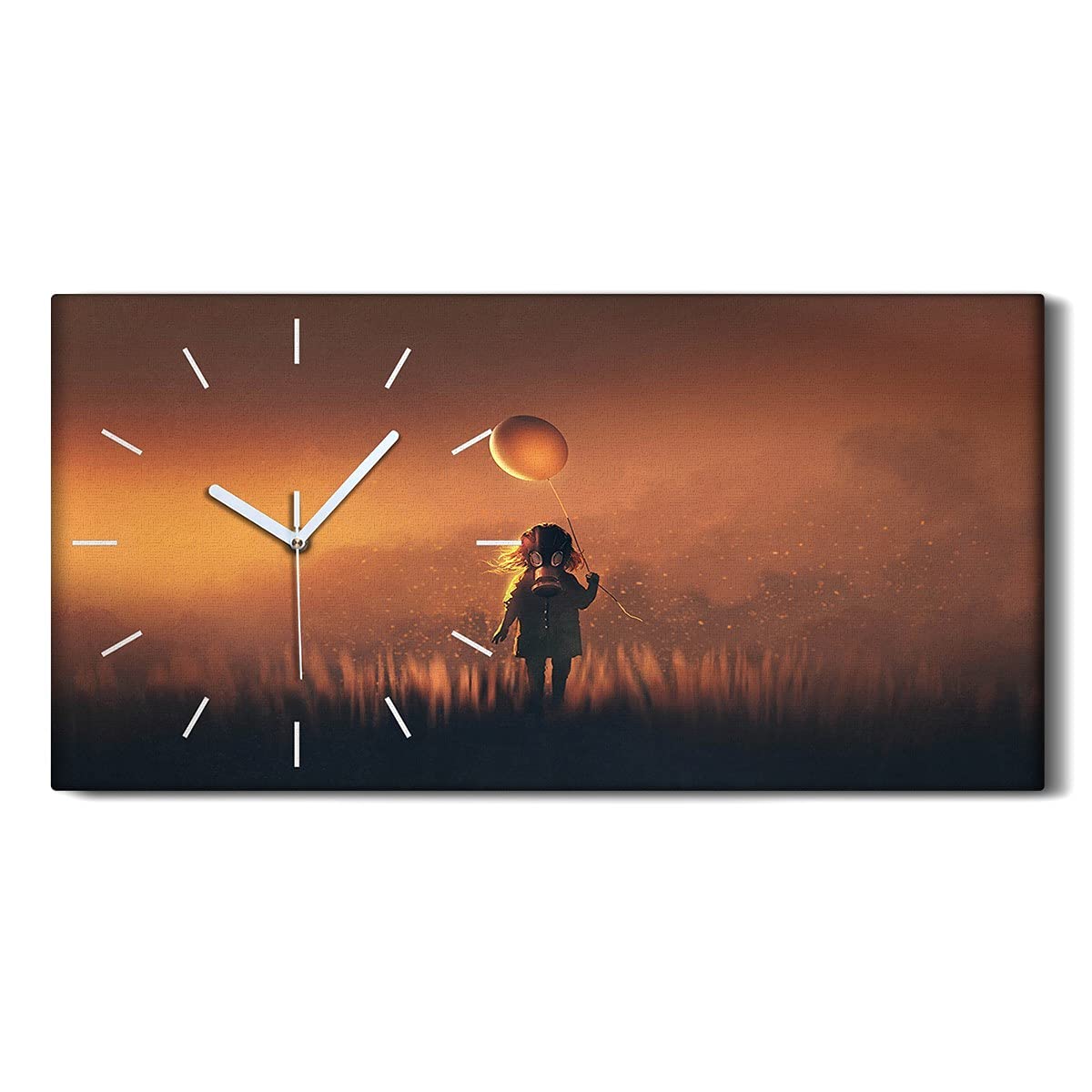 Horloge sur Toile Silencieuse sans Tic Tac Image Moderne Fille au Ballon pour Chambre
