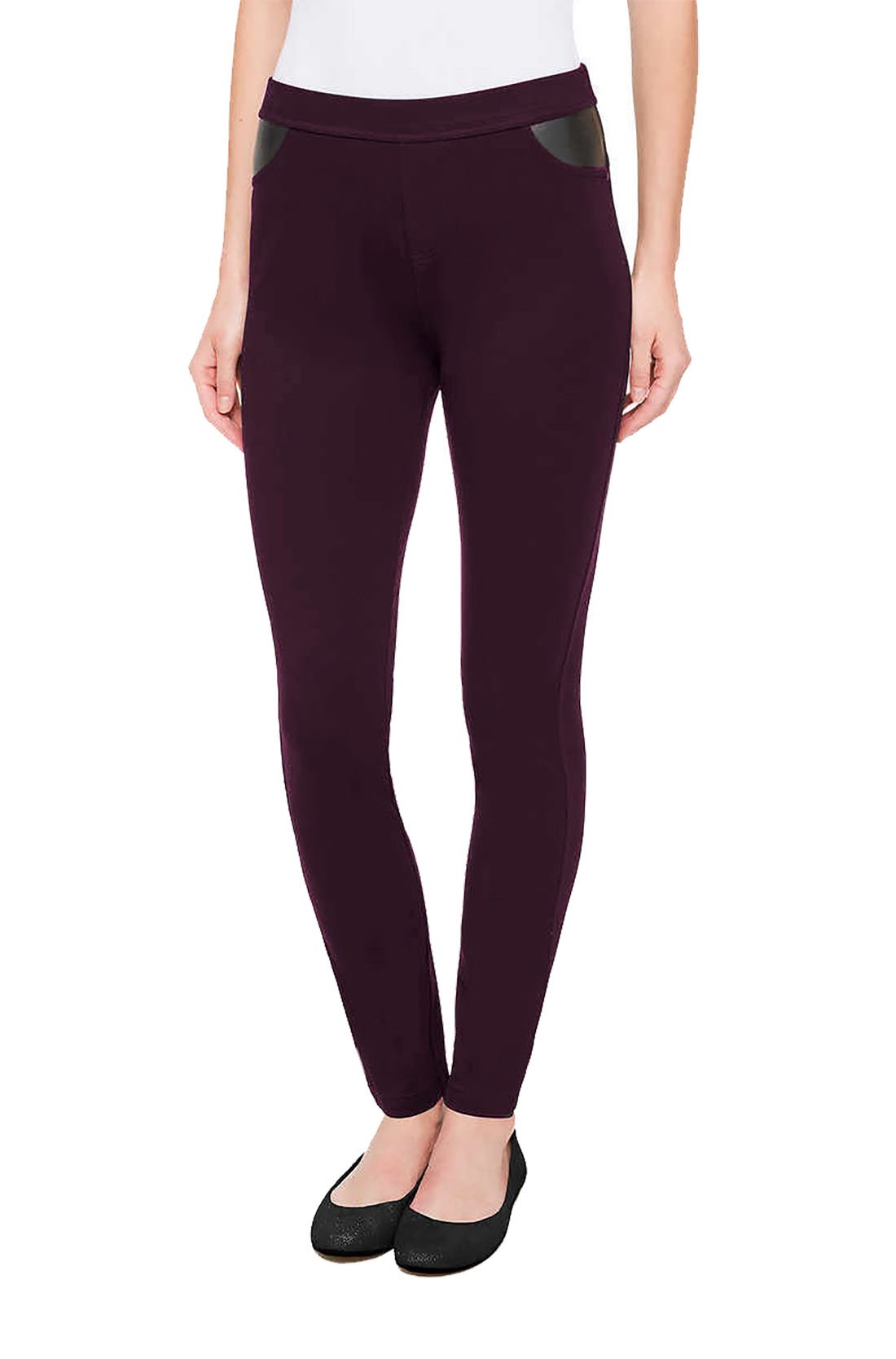 DKNY Womens Ponte Pants Mid Rise Small Merlot