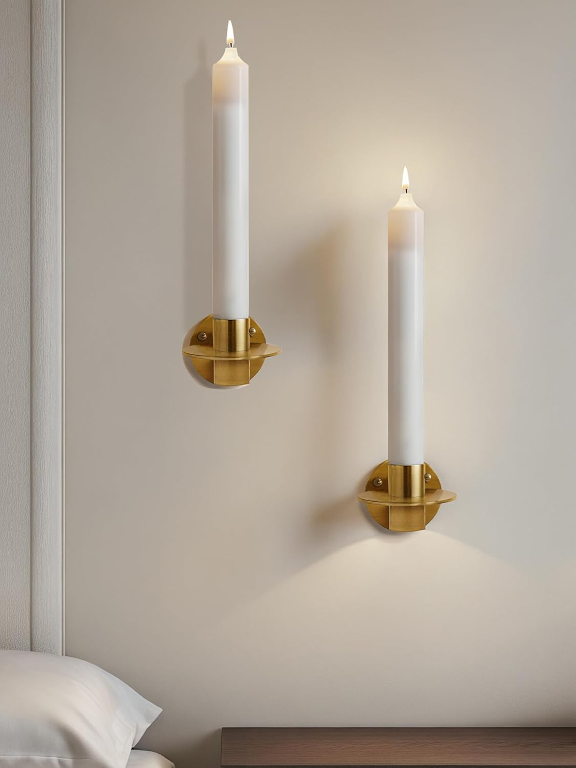 Set of 4 Candle Sconces Gold Wall Candle Holder Set for Living Room, Dining Room, Fireplace,Entrance, Christmas Wall Decoration