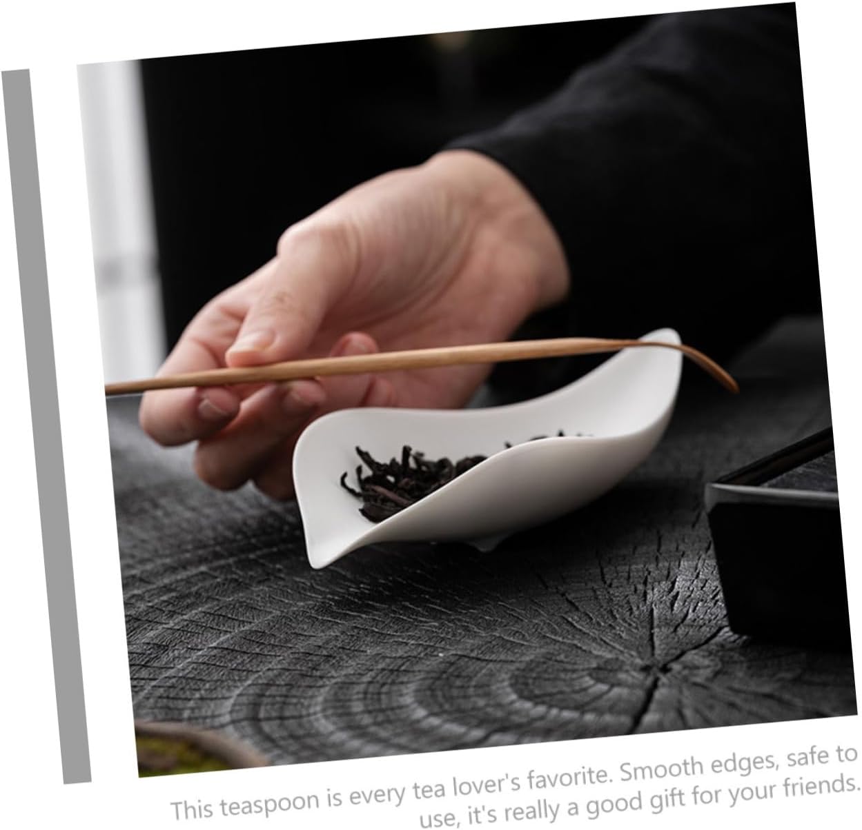 Cabilock Ceramic Tea Leaf Spoon Small Tea Scoop Delicate Teaspoon for Home Tea Accessory