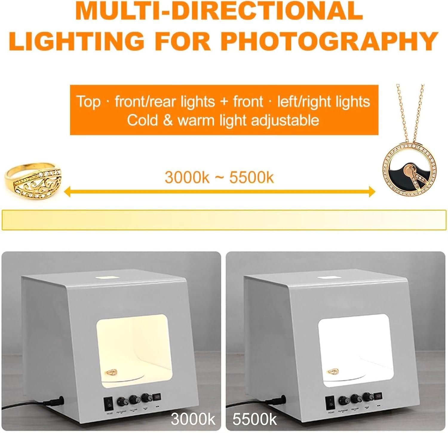 Kit di Illuminazione Premium per Fotografia di Gioielli con Piatto Girevole Regolabile: Lo Studio Fotografico Perfetto per Immagini Mozzafiato di Pietre Preziose, con Multicolor TB20