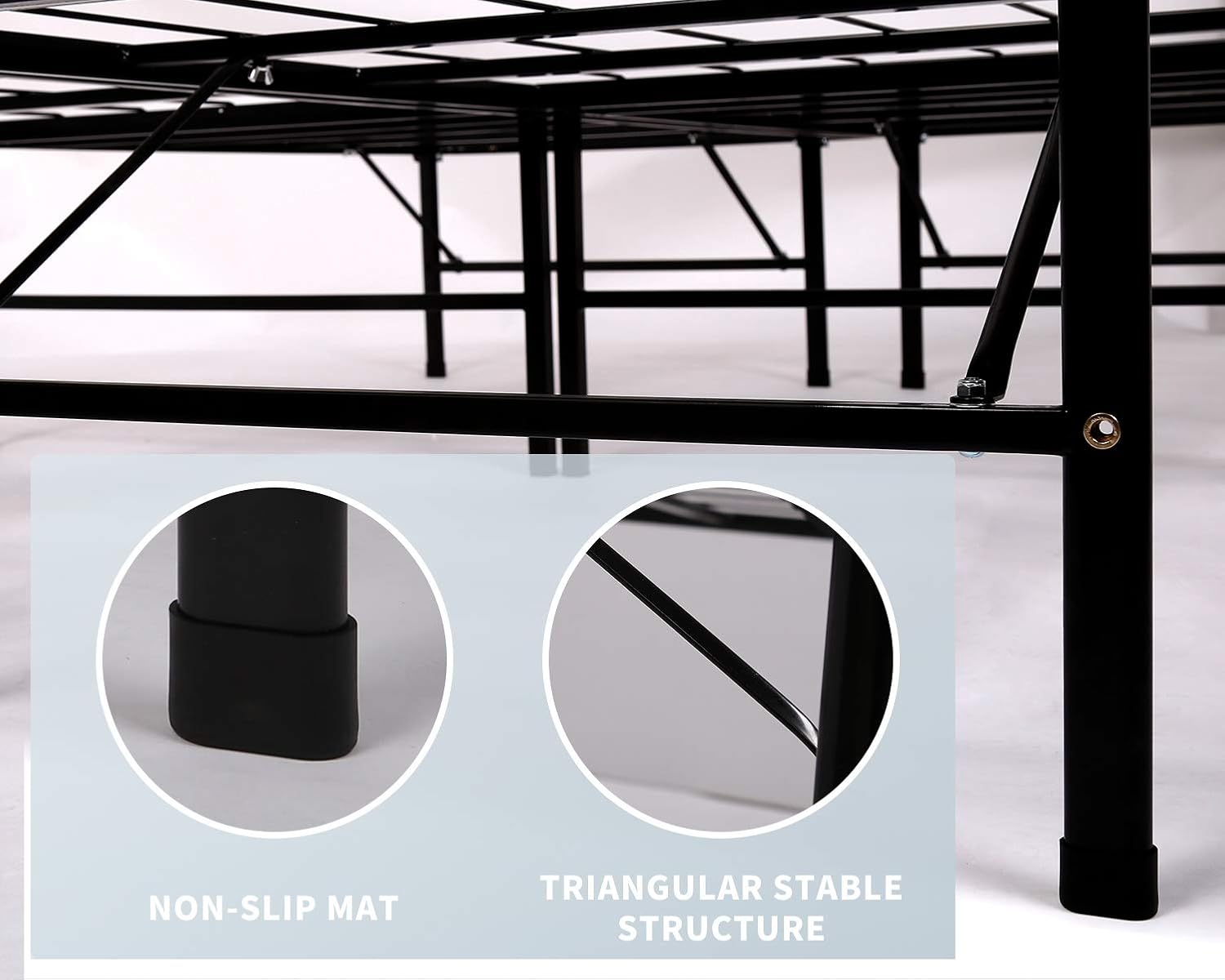 14 Inch Metal Platform Bed Frame Queen Bed Frame Metal Mattress Foundation Frame/Easy Assembly/Under-Bed Storage/No Box Spring Needed, Queen, Black