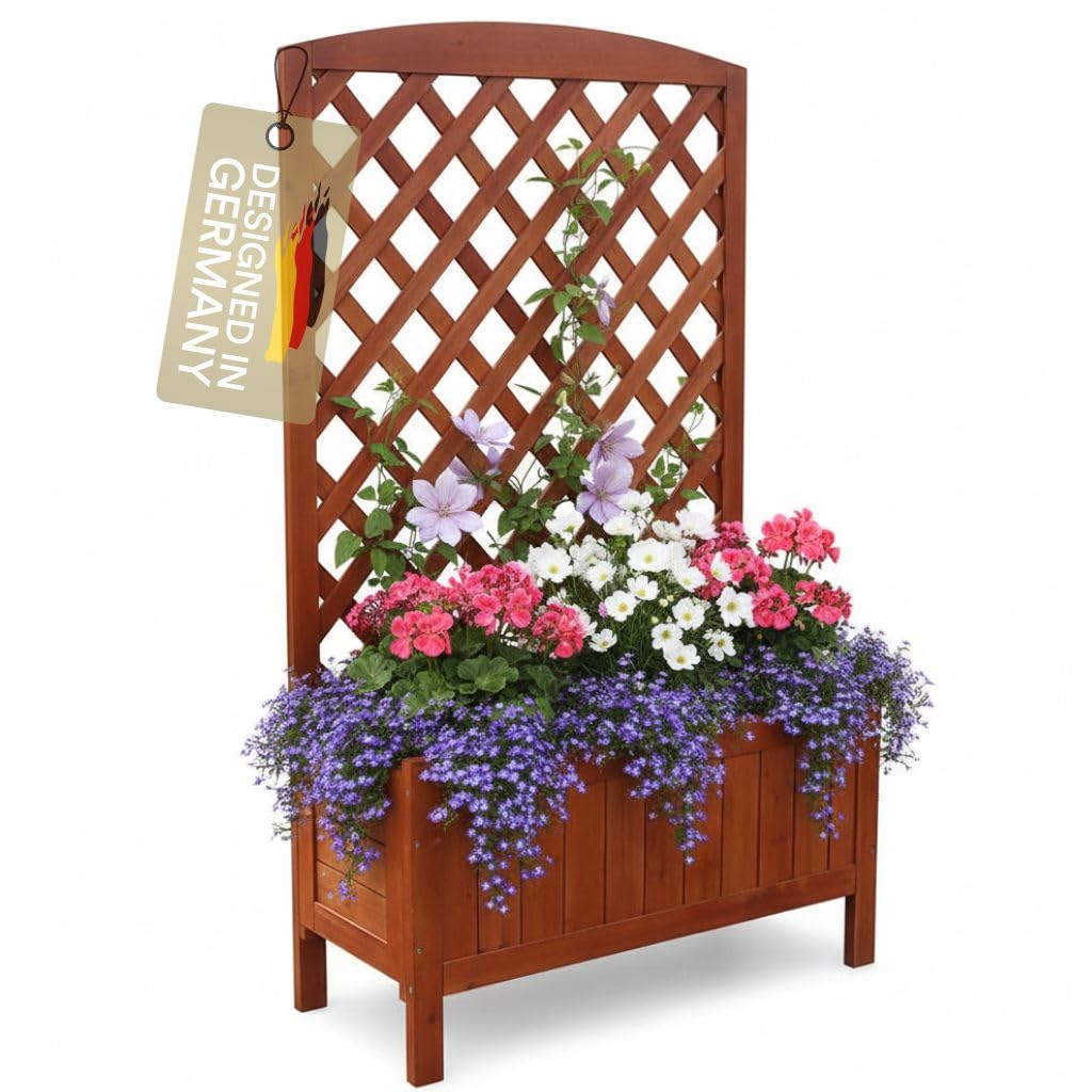 Fioriera/vaso da fiori in Legno con supporto per rampicanti da giardino