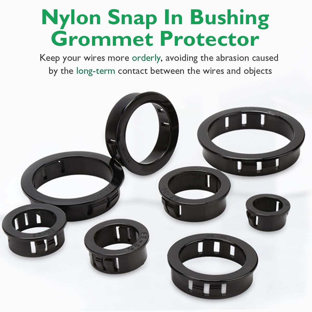 Sourcing Map Cable Snap Bushing Grommets, 36Pcs 10mm/0.39" Mounting Dia