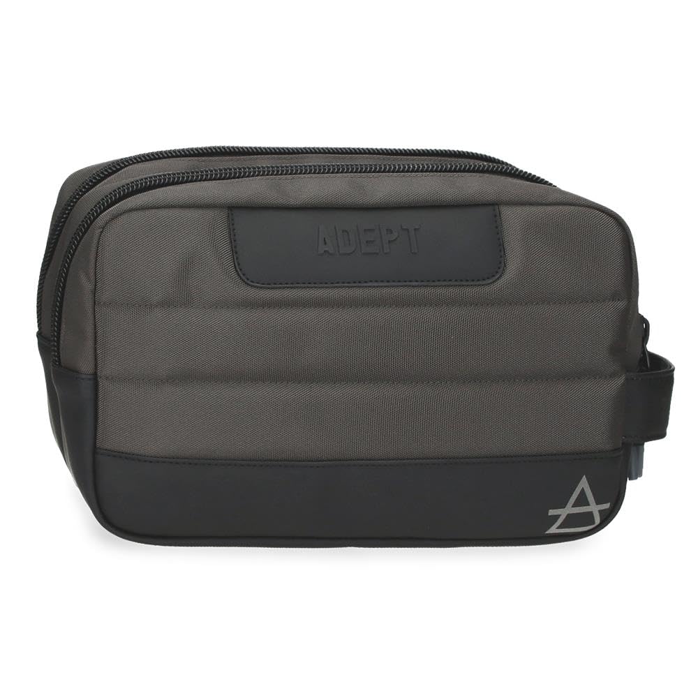 ADEPT Dmas Toiletry Bag Two Compartments Adaptable Grey 26x16x12cm Polyester, Grey, One Size, Toiletry Bag Two Compartments Adaptable