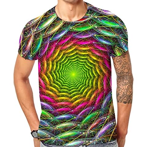 DUODUO 3D Print Colorful Trippy Psychedelic for Men,Comfortable Graphic T Shirts for Men(Colorful Trippy Psychedelic -XXL) Cover