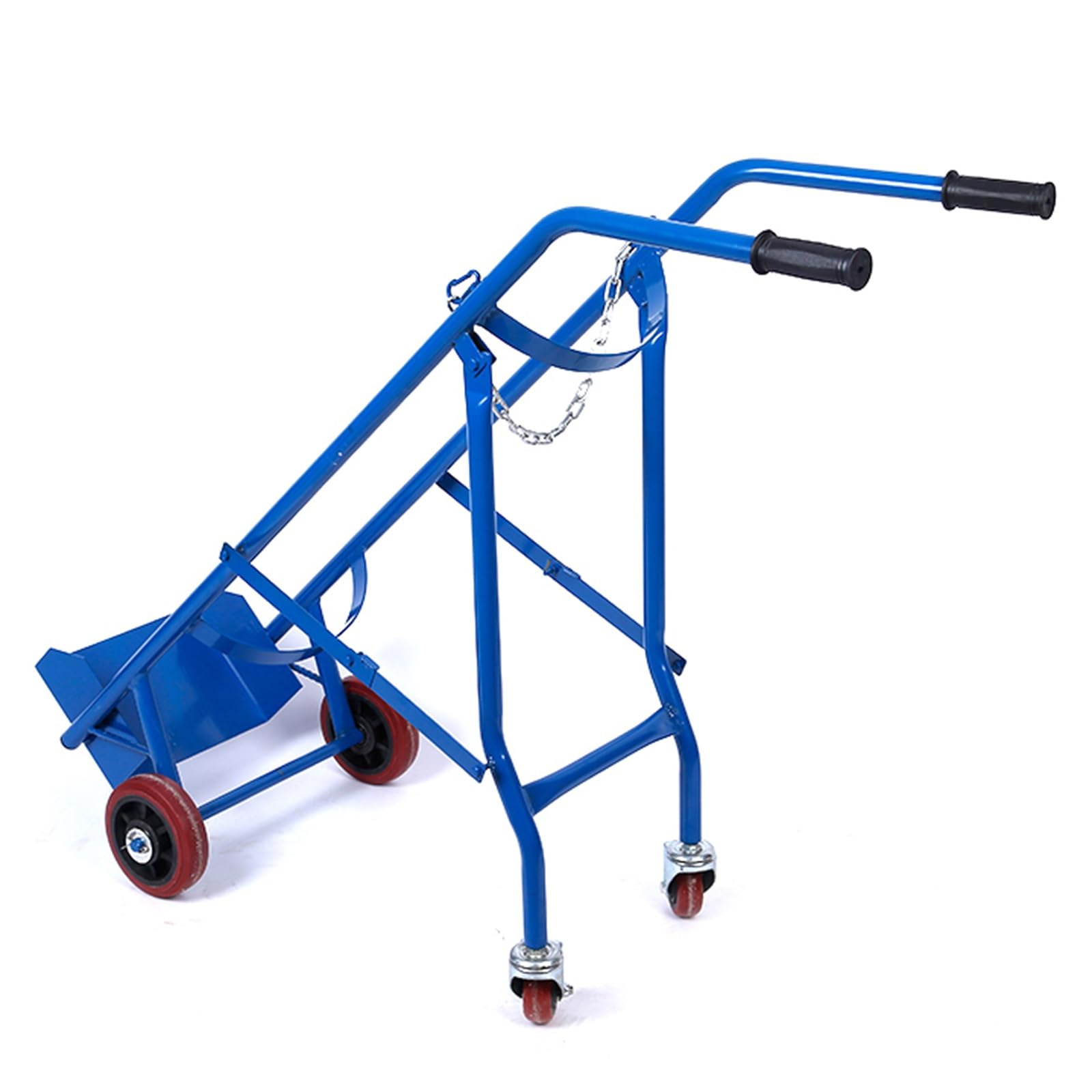 GTHTUHFD Oxygen Tank Cylinder Cart Holder Blue Steel Oxygen Cylinder Cart For 40L Cylinder, Foldable Oxygen Tank Cart With 4 Wheels, Rolling Heavy-Duty Oxygen Cart For Fa,Bl