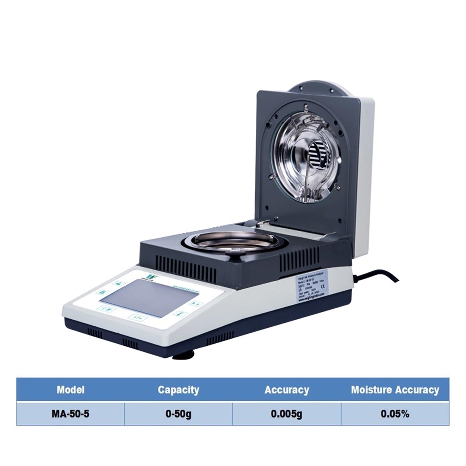 Viscosímetro 110g 0.001g .01% pantalla táctil de precisión más rápida confiable 50g 1MG medidor pruebas halógenas laboratorio análisis analizador humedad(MA-50-5)