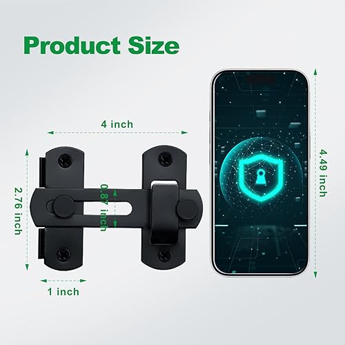 Miniatura 2 de Paquete de 2 cerraduras de puerta corredera de 4 x 2.76 pulgadas, cerraduras de seguridad gruesas mejoradas en 180 para dormitorios, seguridad para