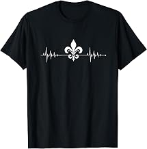Love Louisiana Heartbeat FleurDeLis Acadian Heritage T-Shirt