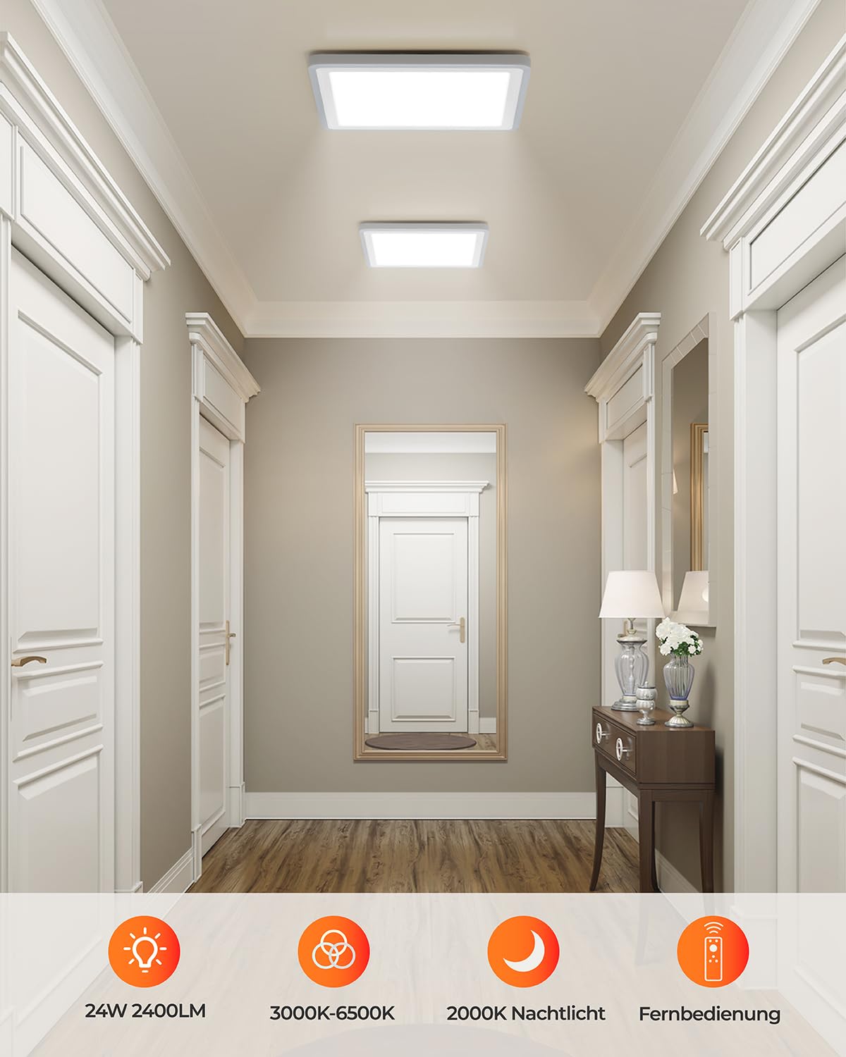 Plafonnier Led Dimmable Avec Télécommande, Température De Couleur Du Plafonnier 3000K-6500K