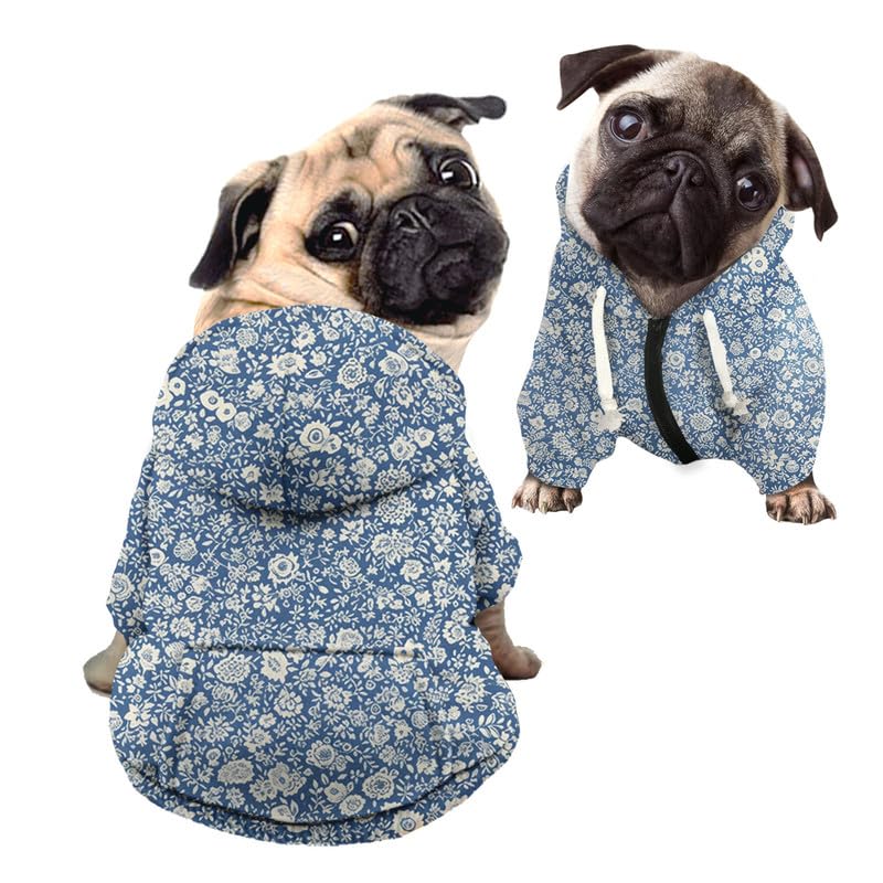 Kuiaobaty French Countryside Floral Dog Hoodies for Small Dog Clothes Apparel, Ditsy Floral Puppy Pet Sweater Sweatshirt Coat Outfits — image 1
