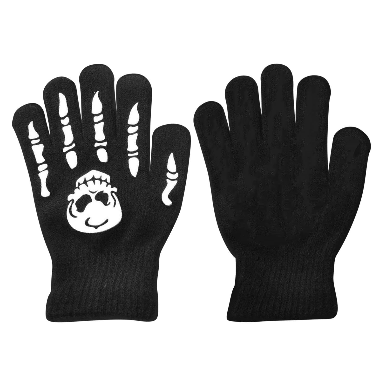 Gants Squelette Phosphorescents Pour Enfants | Mitaines Sans Doigts Halloween | Brille Dans Le Noir, Coton/Nylon