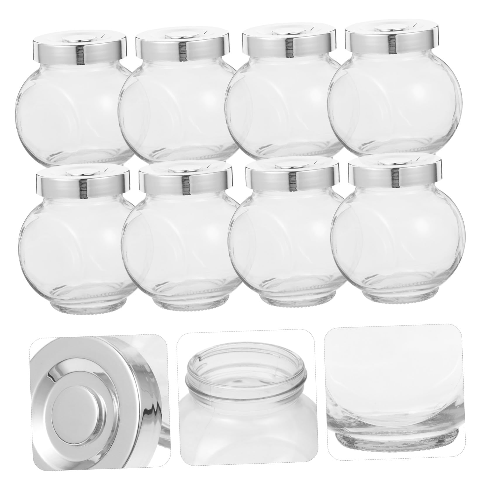 Lurrose 10 Stück Teiliges Mini glas Candy Vorratsgläser mit Transparentem Deckel Luftdicht Verschließbare Glasbehälter für Snacks Gewürze Tee Kräuter und Dekoration Robustes Dickeres Glas