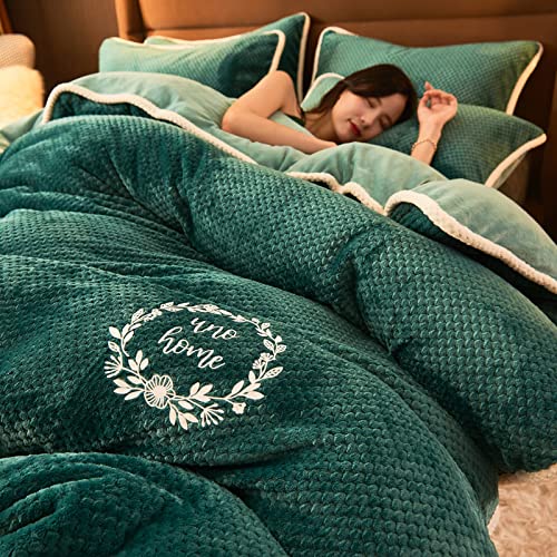 TGPOLI Colcha Cama 150 O Cama 135,Funda De EdredóN De Forro Polar,Juegos De Ropa De Cama De Lana De Franela Engrosamiento Cama Falda Funda De Almohada Funda NóRdica CáLido Invierno
