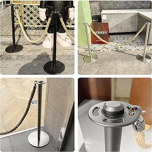 Black Braided Hemp Stanchion Rope - 3 Pack, 3.3ft Queue Divider for Movie Theaters & Events, Durable Hook Design for Grand Openings & Crowd Control