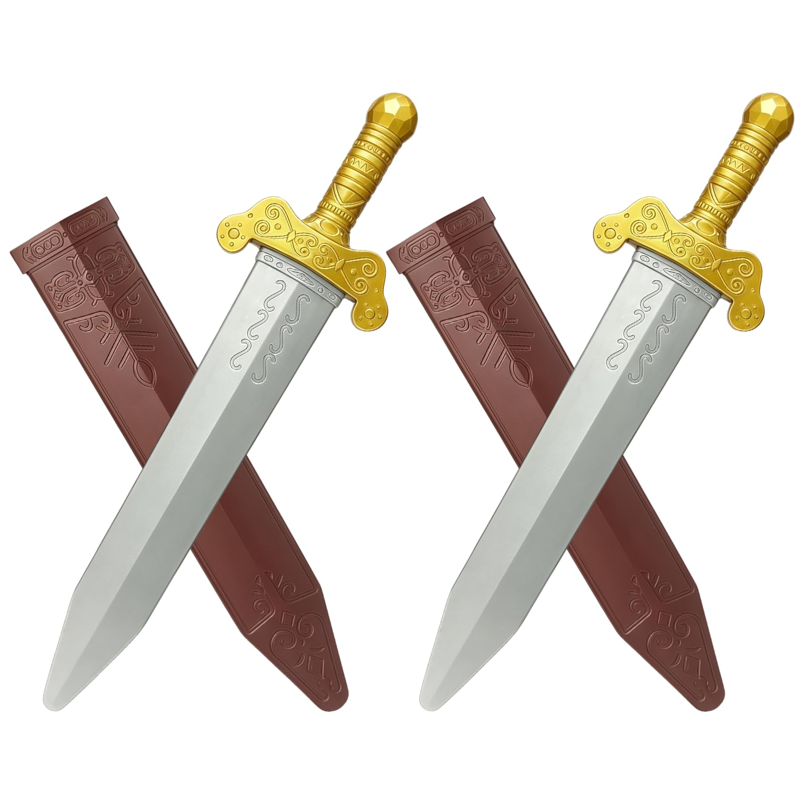 HAICN 2pcs Roman Sword Toys Medieval Knight Swords Medieval Warrior Costume Accessories Viking Warrior Sword with Scabbard for Knight Viking and Roman Warrior Costumes