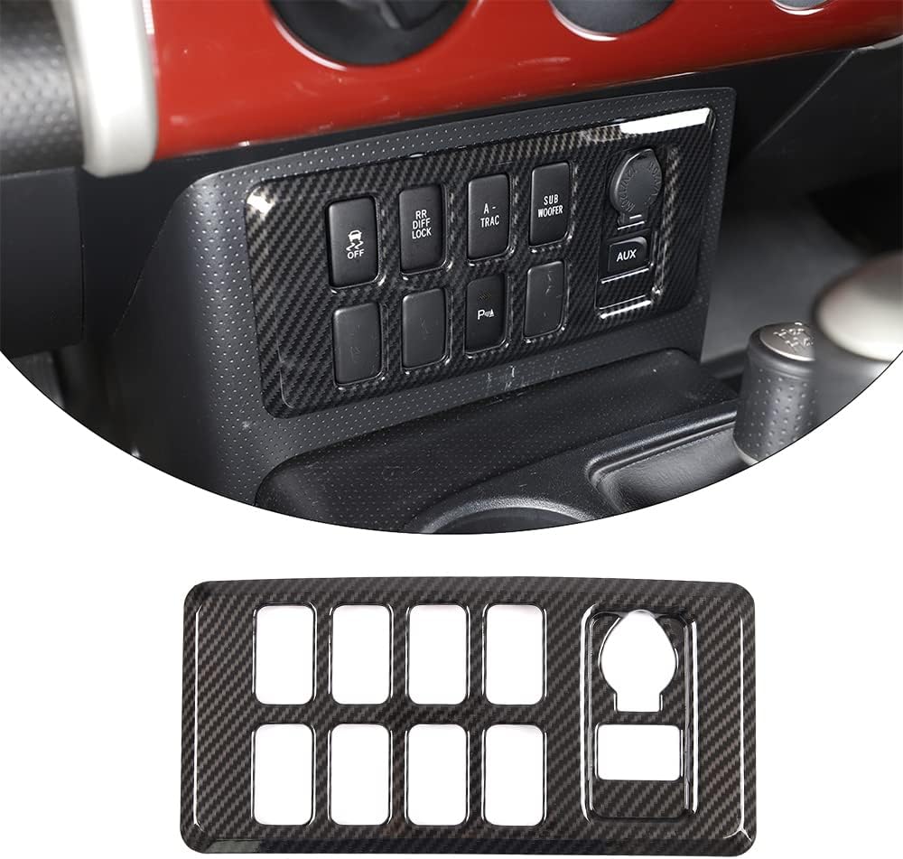 ABS Center Console Driver Assistance Decoration Cover for Toyota FJ Cruiser 2007-2021 Air Conditioning Button Mode Panel Frame (ABS Carbon Fiber)