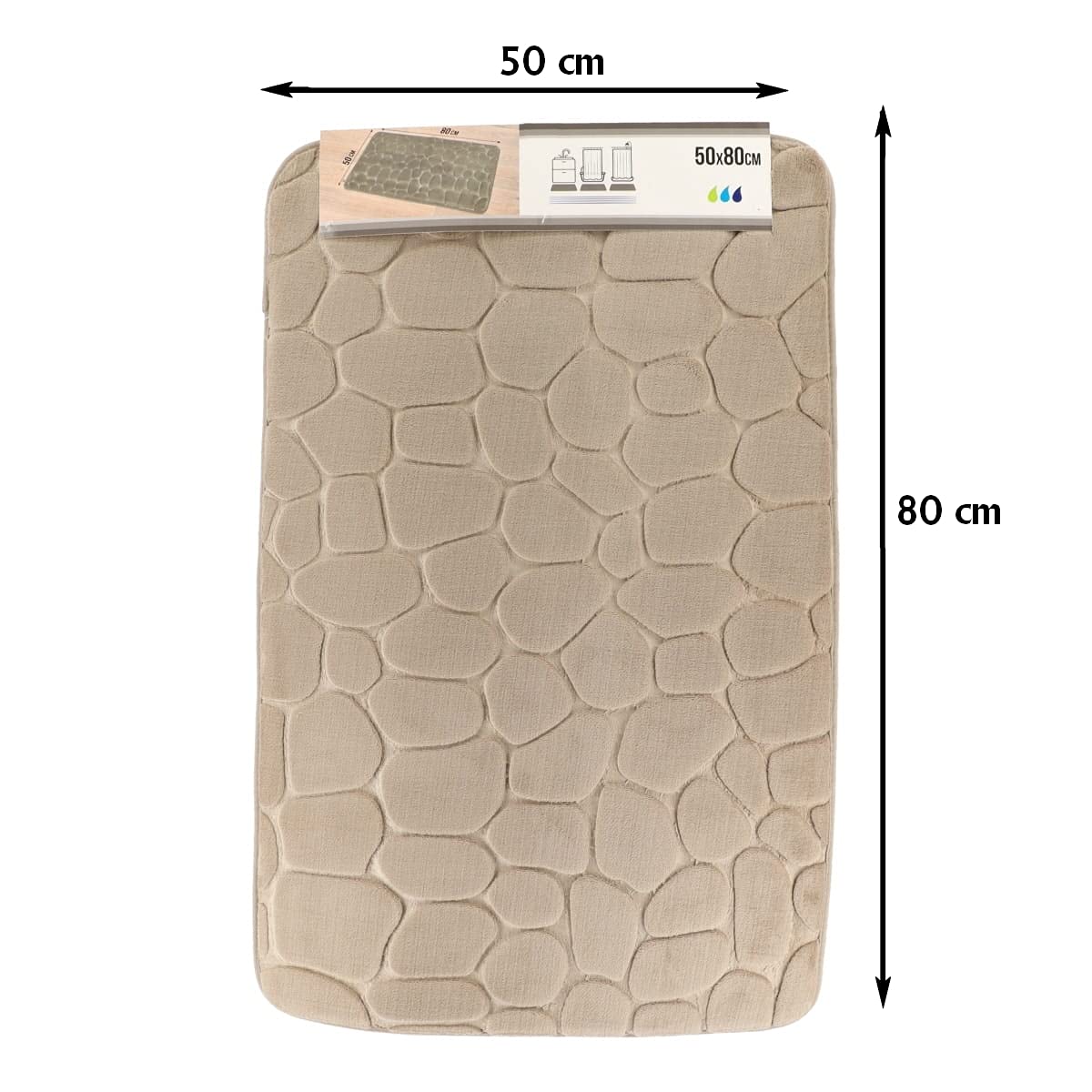 MadeInNature Tappeto in microfibra per bagno, antiscivolo in memory foam, disegno Galet 50 x 80 cm, colore nero, grigio scuro, talpa, blu anatra, fucsia (talpa, 2)