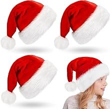 ZZRSYJ 3 Pezzi Cappello da Babbo Natale,Cappello di Natale per Adulti,Cappello di Natale Rosso,Cappelli di Natale Rossi Unisex,per Festa di Natale Costume Cosplay Capelli Accessori