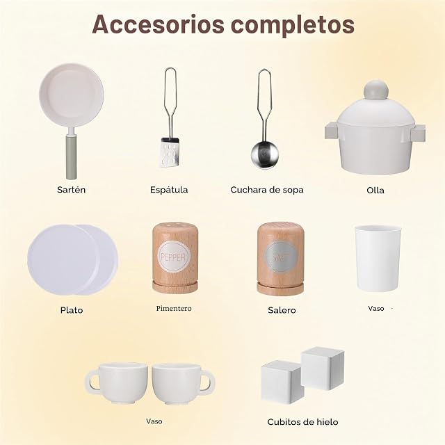 Foto 6 de 7 de SainSmart Jr. Cocinita de madera para niños, color crema