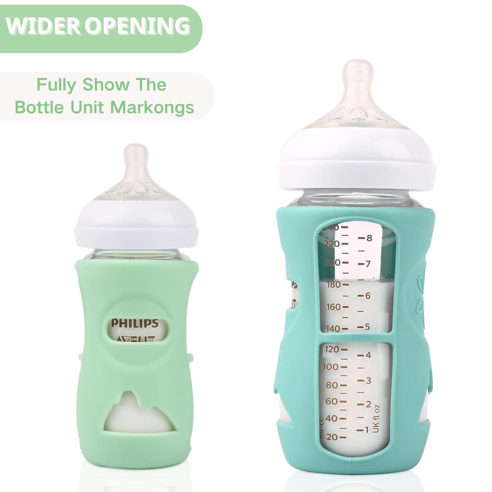 3 Pack Silicone Protective Sleeves for Philips Avent Glass Bottle 240 ml, Anti Breakage Baby Bottle Holder - Image 4