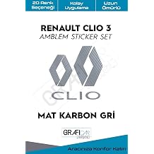 Graficar Design Renault Clio ile Uyumlu 3 Amblem Kaplama Sticker Set, Mat Metalik Bak r, AMB071